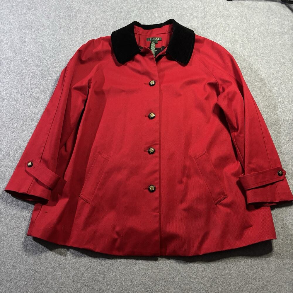 Lauren Ralph Lauren Red Barn Jacket Horse Print Lining Corduroy Collar Womens 2X